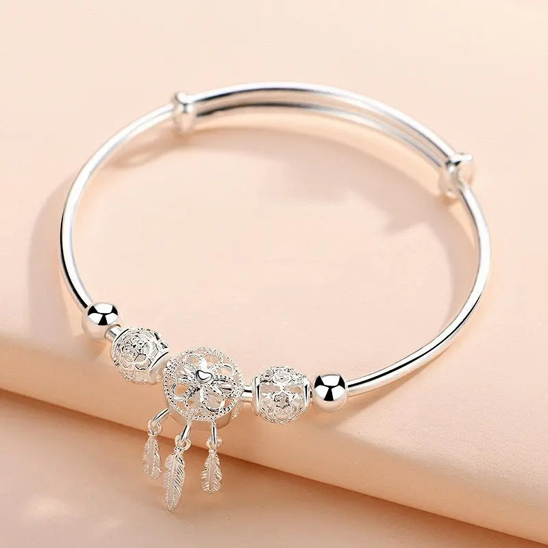 Silver Plated Dreamcatcher Tassel Strand Bracelet for Women Fashion Bracelet Nixie