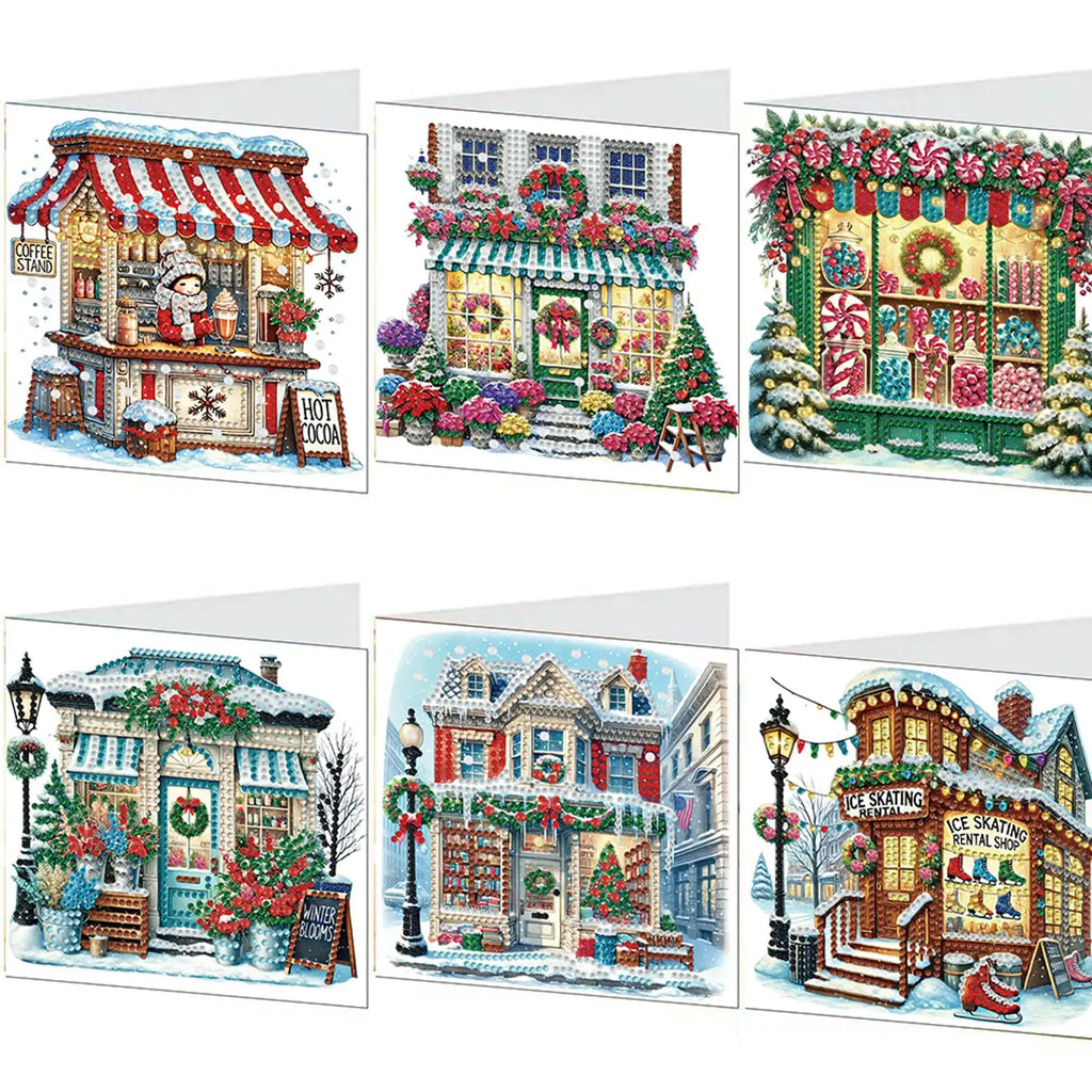 6-Pack Christmas DIY Diamond Art Greeting Card Kit with Envelopes Diamond Art Card Kit Nixie H034