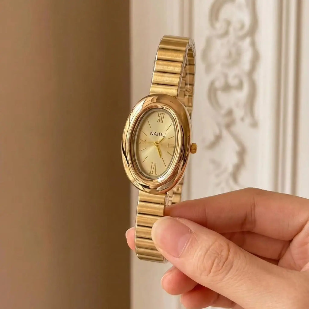 Naidu Oval Quartz Watch – Roman Numeral Light Luxury Style Oval Quartz Watch Nixie