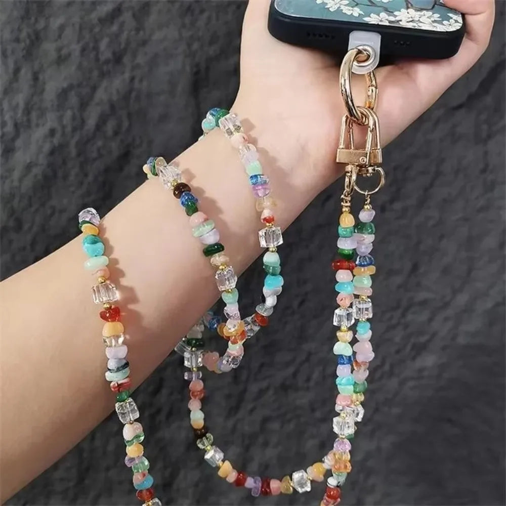 Gravel Bead Phone Lanyard – Adjustable Crossbody Strap Phone Lanyard Strap Nixie
