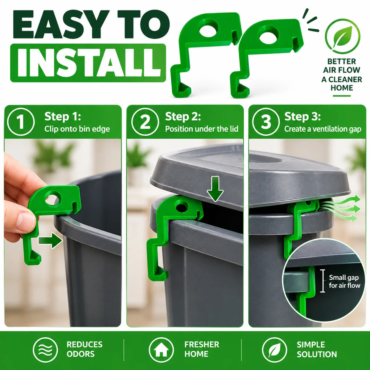 2pcs Trash Bin Ventilation Clips – Anti-Odor & Pest Guard Bin Ventilation Clip Nixie