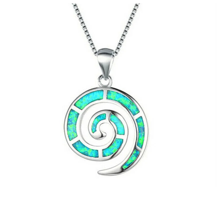 Glass Simulated Opal Pendant Necklace with Mood Tracker | Nixie Pendant Necklace Nixie Green