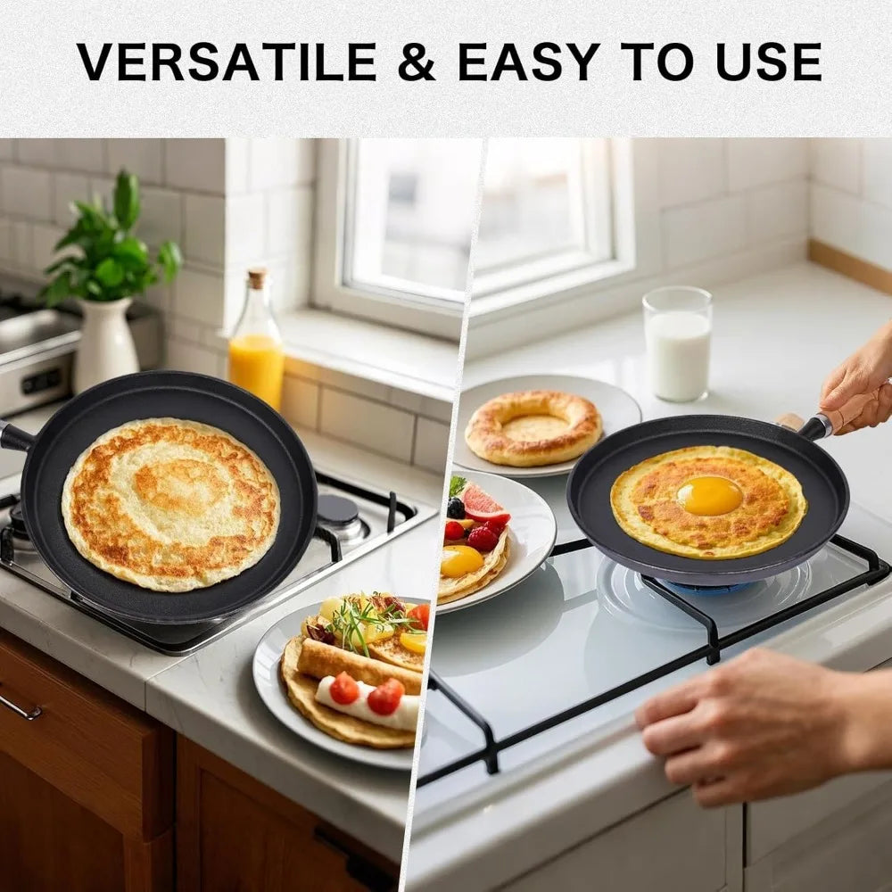 Cast Iron Frying Pan – Uncoated Non-Stick Crepe & Egg Pan Cast Iron Skillet Nixie