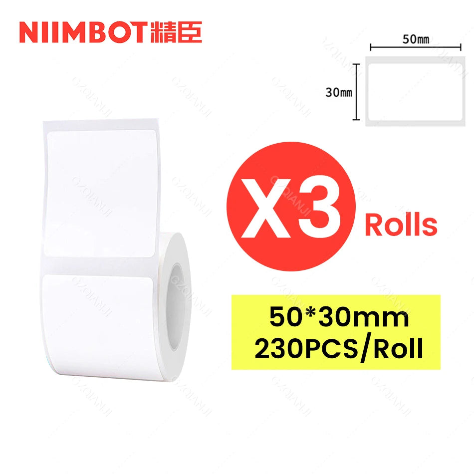 NiiMbot Thermal Label Rolls – Round White Waterproof Stickers Thermal Label Rolls Nixie 3Rolls 50x30mm