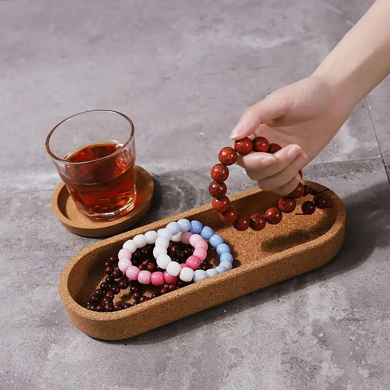 Oval Cork Tray – Heat Resistant Countertop Organizer S & L Cork Organizer Tray Nixie