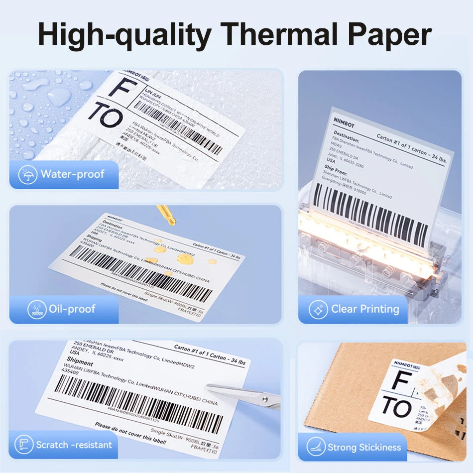 Niimbot B4 Labels 100x150mm Self-Adhesive Shipping Stickers 4-Inch Thermal Label Roll Nixie