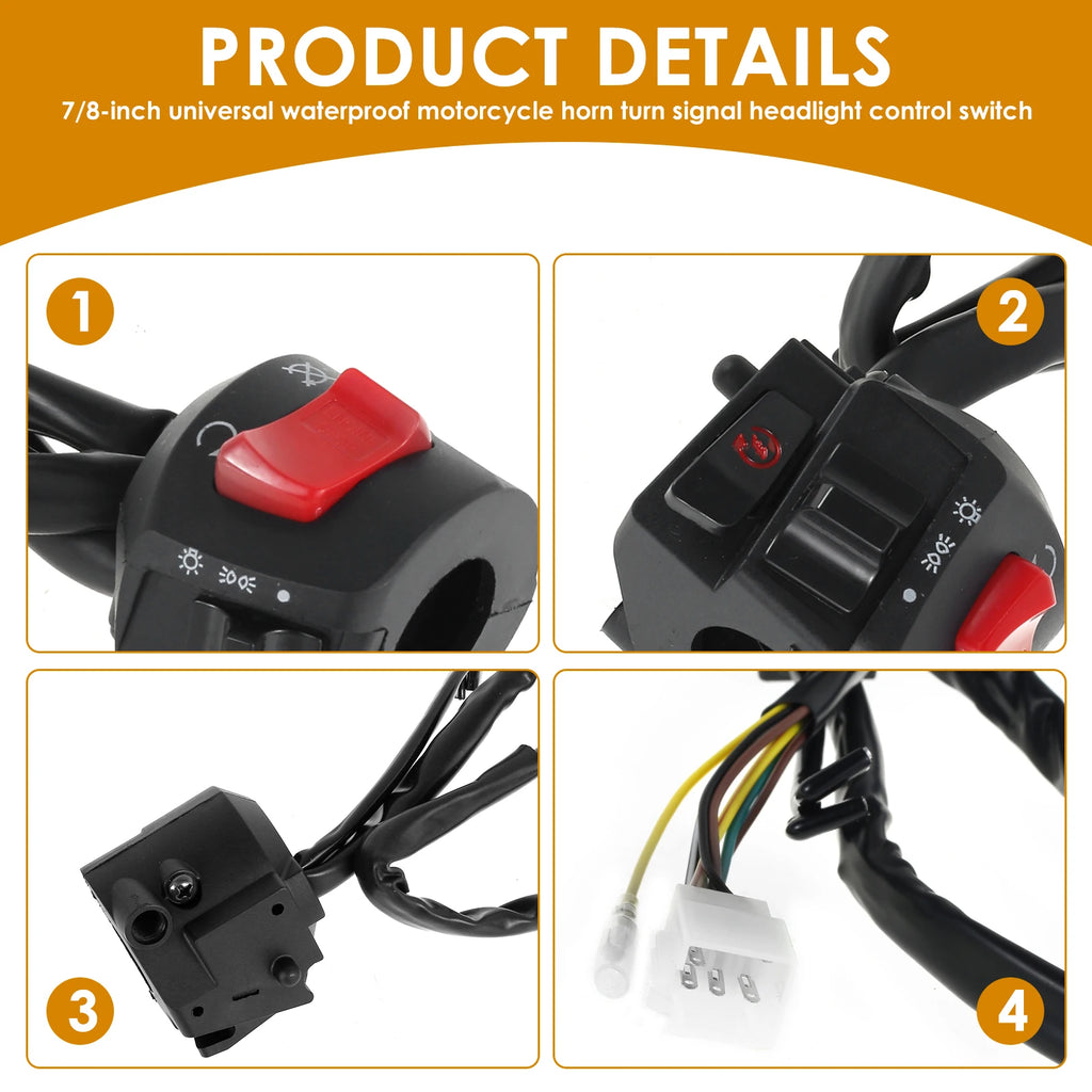 Universal 7/8" Motorcycle Handlebar Switch – Horn & Headlight Handlebar Switch Nixie