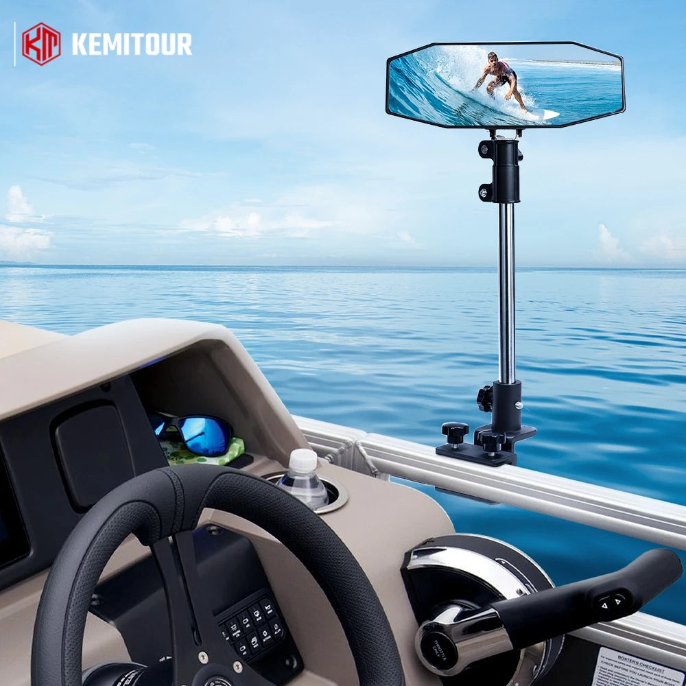 Boat Rear View Mirror 10.5"×4" 360° Telescoping Pole | Marine Marine Rear View Mirror Nixie