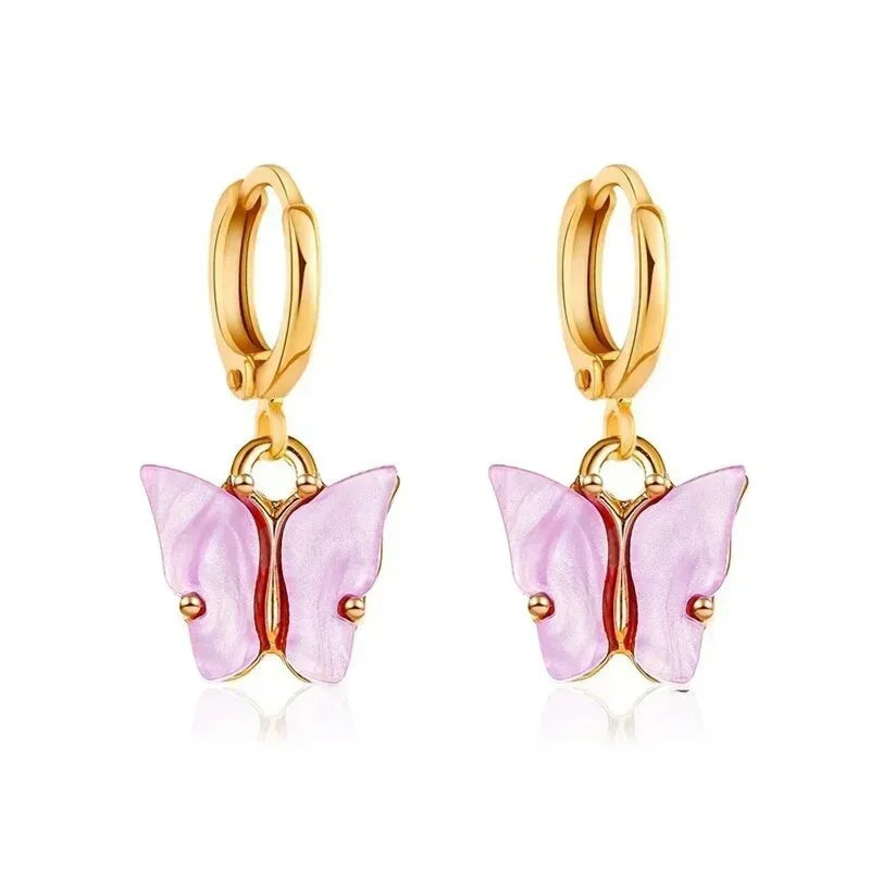 Glitter Butterfly Dangle Earrings – Korean Fashion Drop Jewelry