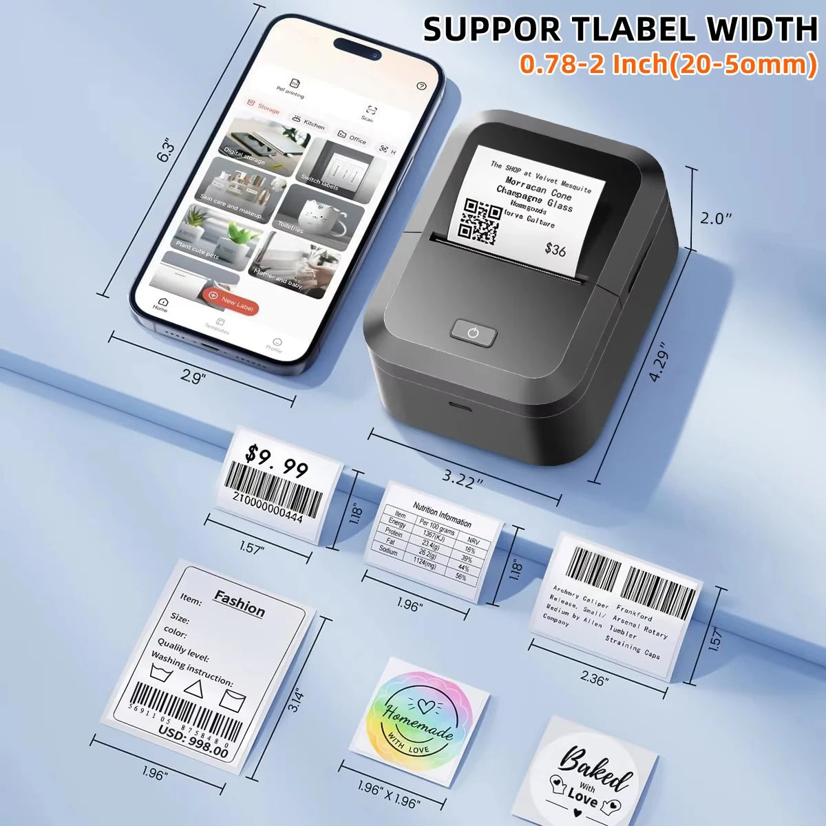 Marklife X2 Portable Bluetooth Thermal Label Printer 2-Inch