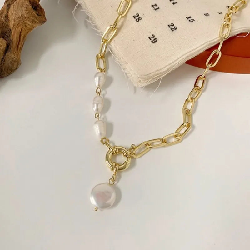 Gold Hip Hop Faux Pearl Pendant Necklace | Handmade Fashion Fashion Pendant Necklace Nixie