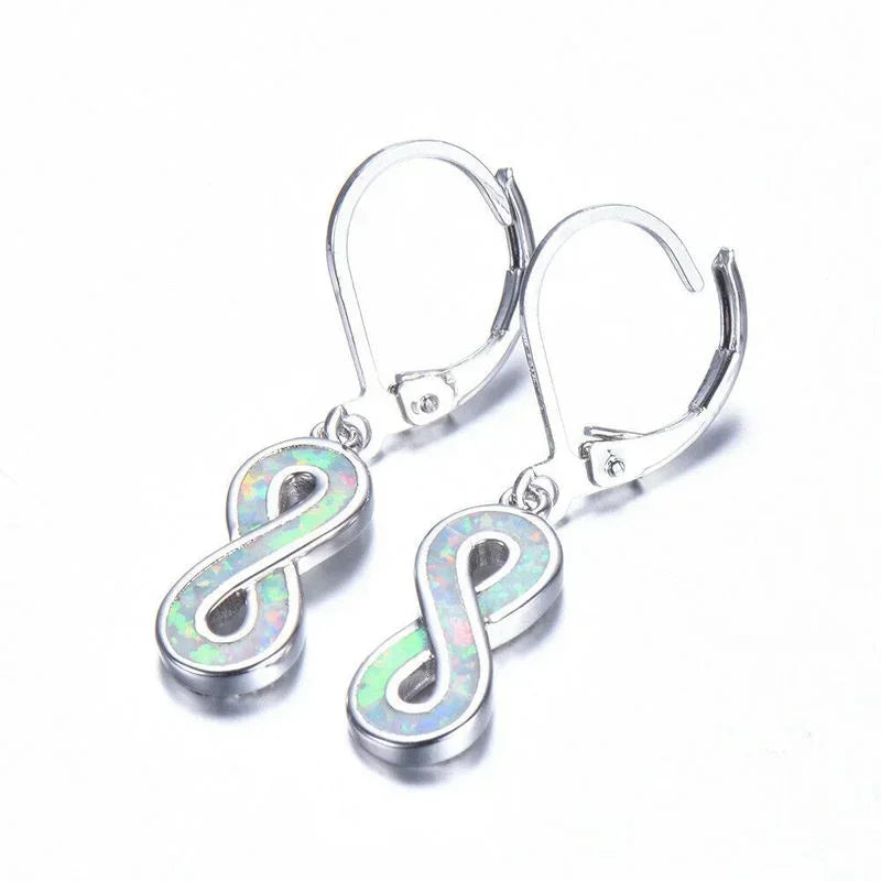 Blue Simulated Opal Dangle Drop Earrings | Rhinestone Crystal Dangle Drop Earrings Nixie