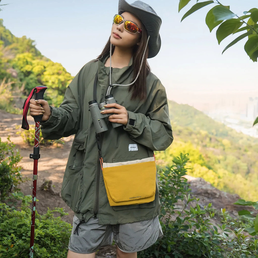 Men's Color-Block Crossbody Bag – Lightweight Hiking Shoulder Bag Crossbody Shoulder Bag Nixie Yellow