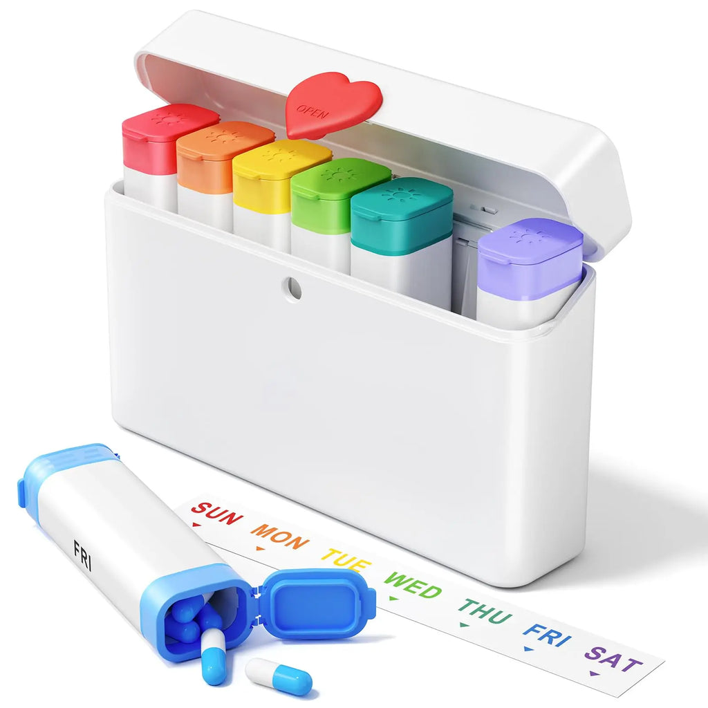 Weekly AM PM Pill Organizer – 7-Day Large Travel Pill Case Pill Organizer Case Nixie white