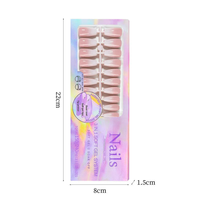 150Pcs Gradient Nude Almond Press On Nails Full Cover Tips Press On Nails Nixie