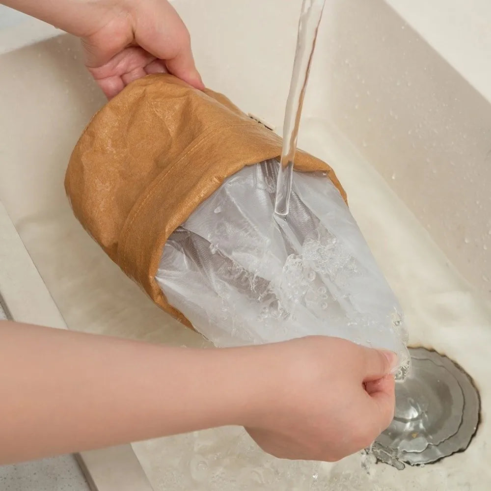 Washable Kraft Paper Storage Bag – Waterproof, Multi-Use Organizer