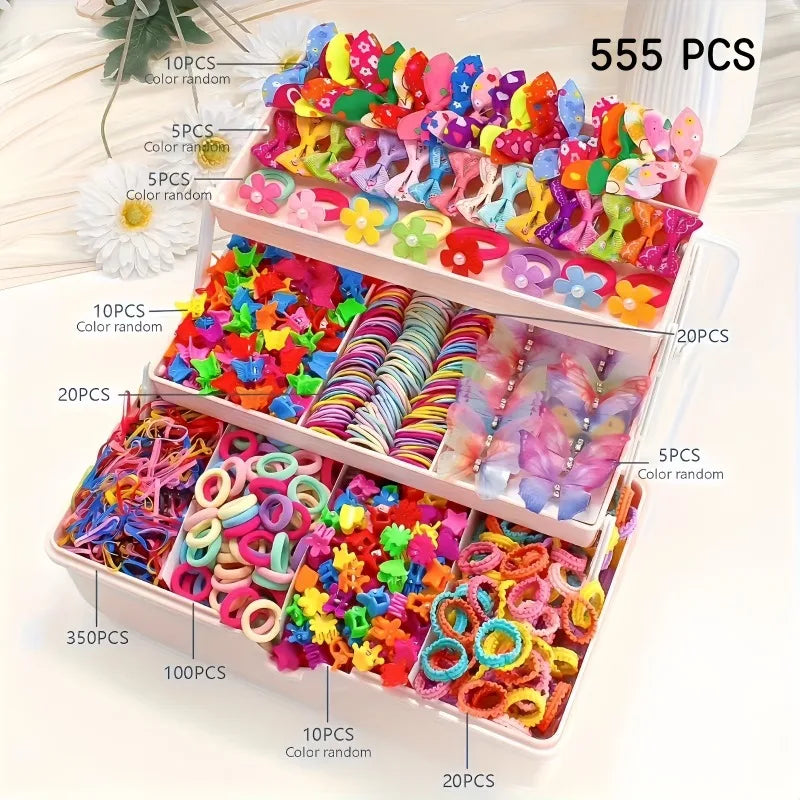 Girls Hair Accessories Set – Butterfly Clips, Ties & Bands Girls Hair Accessories Nixie 555 PCS - No box