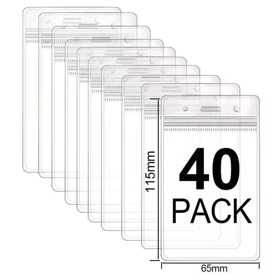Waterproof ID Badge Holders with Resealable Zip – 1 to 50 Pack ID Badge Holder Nixie A-Clear 40PCS