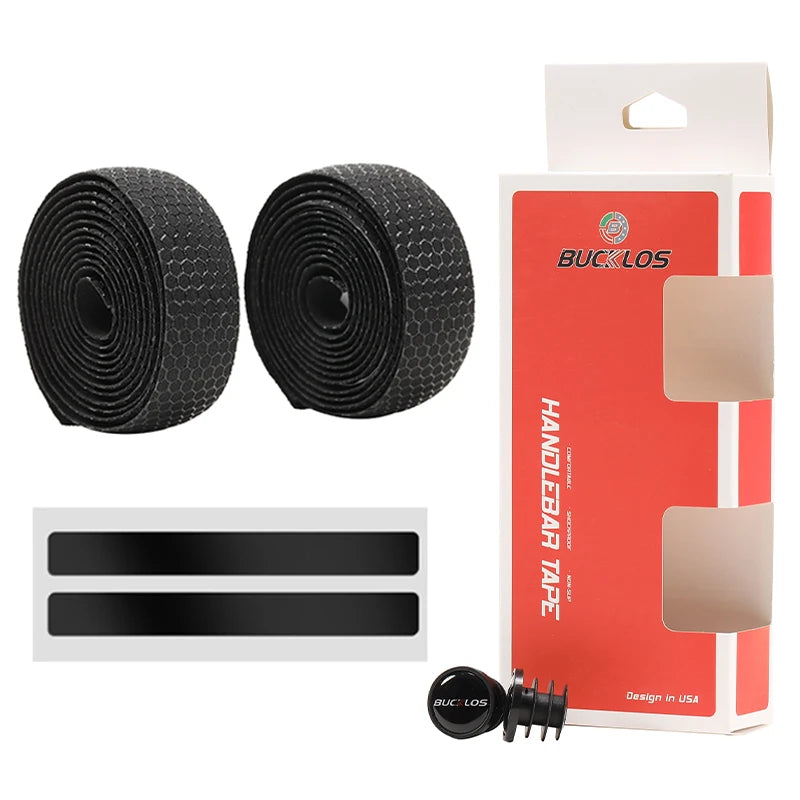 BUCKLOS Road Bike Handlebar Tape with Bar End Plugs Bike Handlebar Tape Nixie black