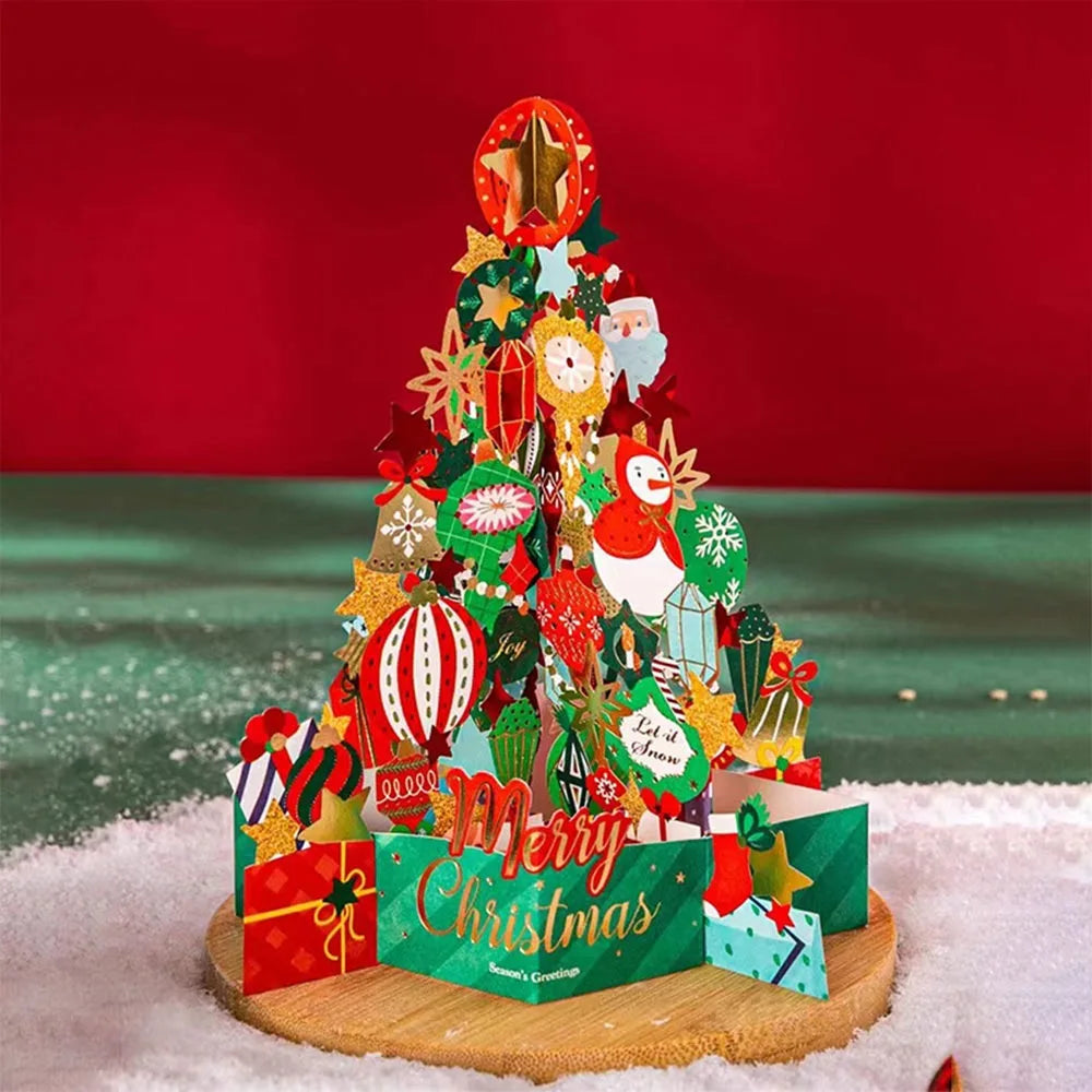 3D Pop-Up Christmas Greeting Card with Envelope – Gold Craft 3D Greeting Card Nixie 9