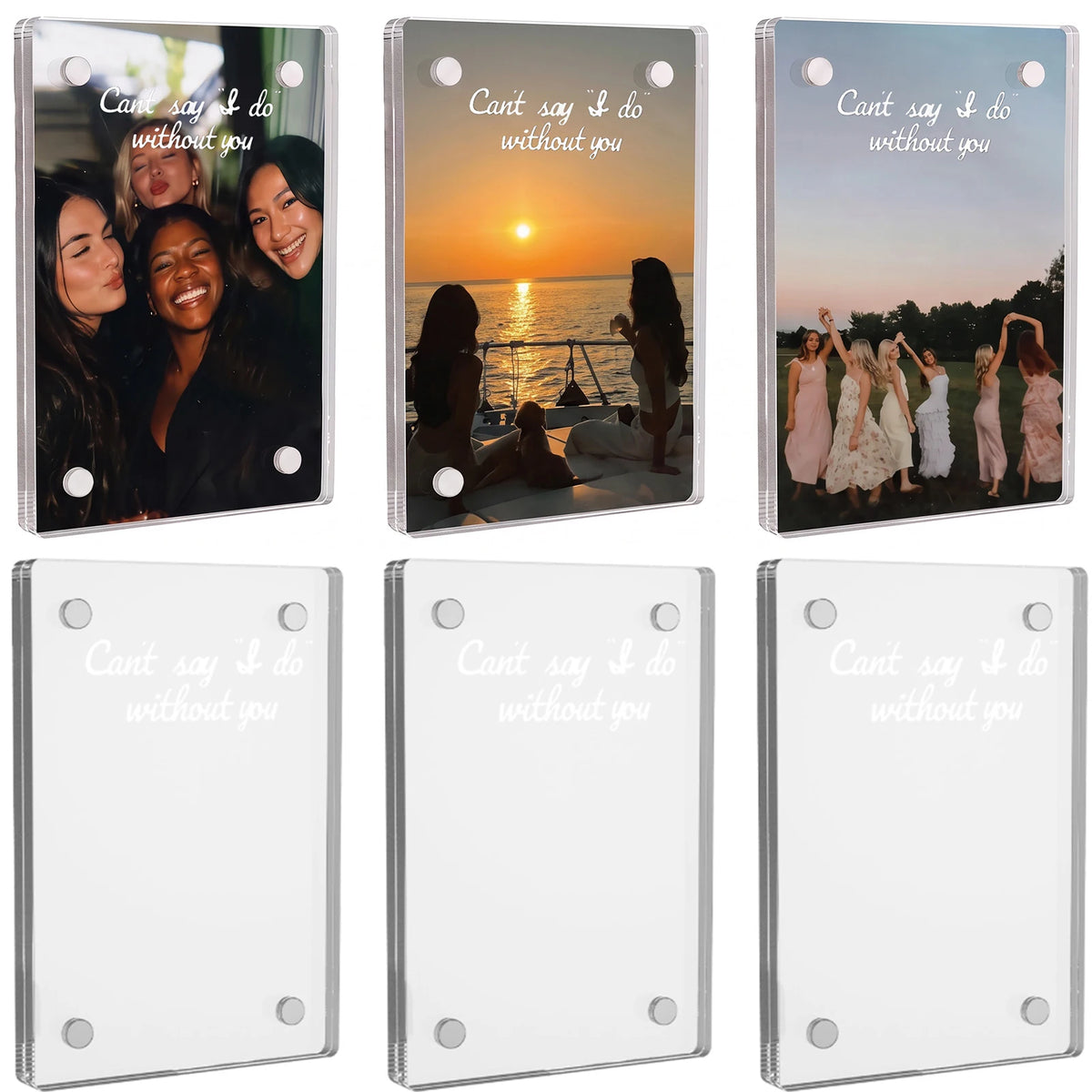 Magnetic Acrylic Photo Frames 6pc Set – Bridesmaid Wedding Gift Magnetic Photo Frame Nixie
