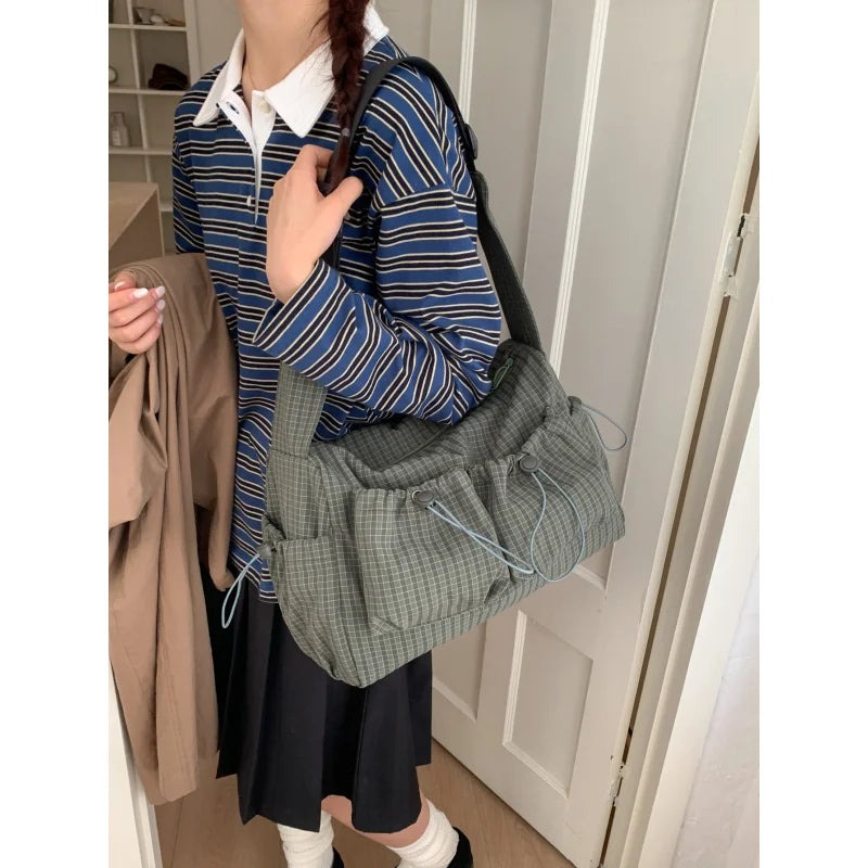 Plaid Tote Bag – Large Capacity Lightweight Shoulder Bag Tote Shoulder Bag Nixie