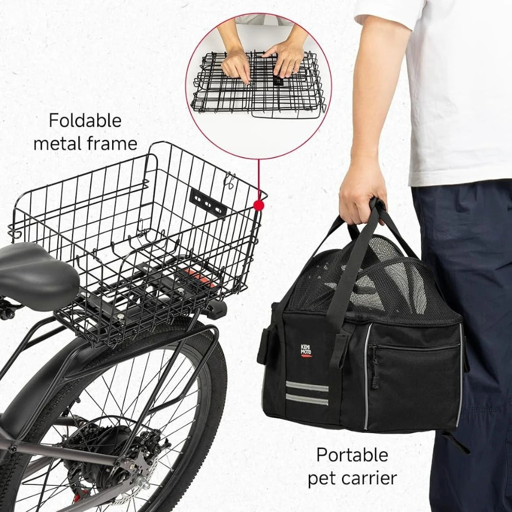 KEMITOUR Foldable Bike Rear Rack Pet Carrier Bag for Dogs & Cats Bicycle Pet Carrier Nixie