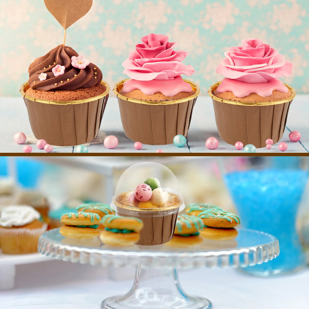 50Pcs Foil Cupcake Liners with Lids – Muffin Baking Cups Cupcake Baking Liners Nixie