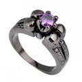 Men's Skull Purple Zircon Ring Black Gold Punk Jewelry Sz 6–10 Fashion Ring Nixie WHITE 4