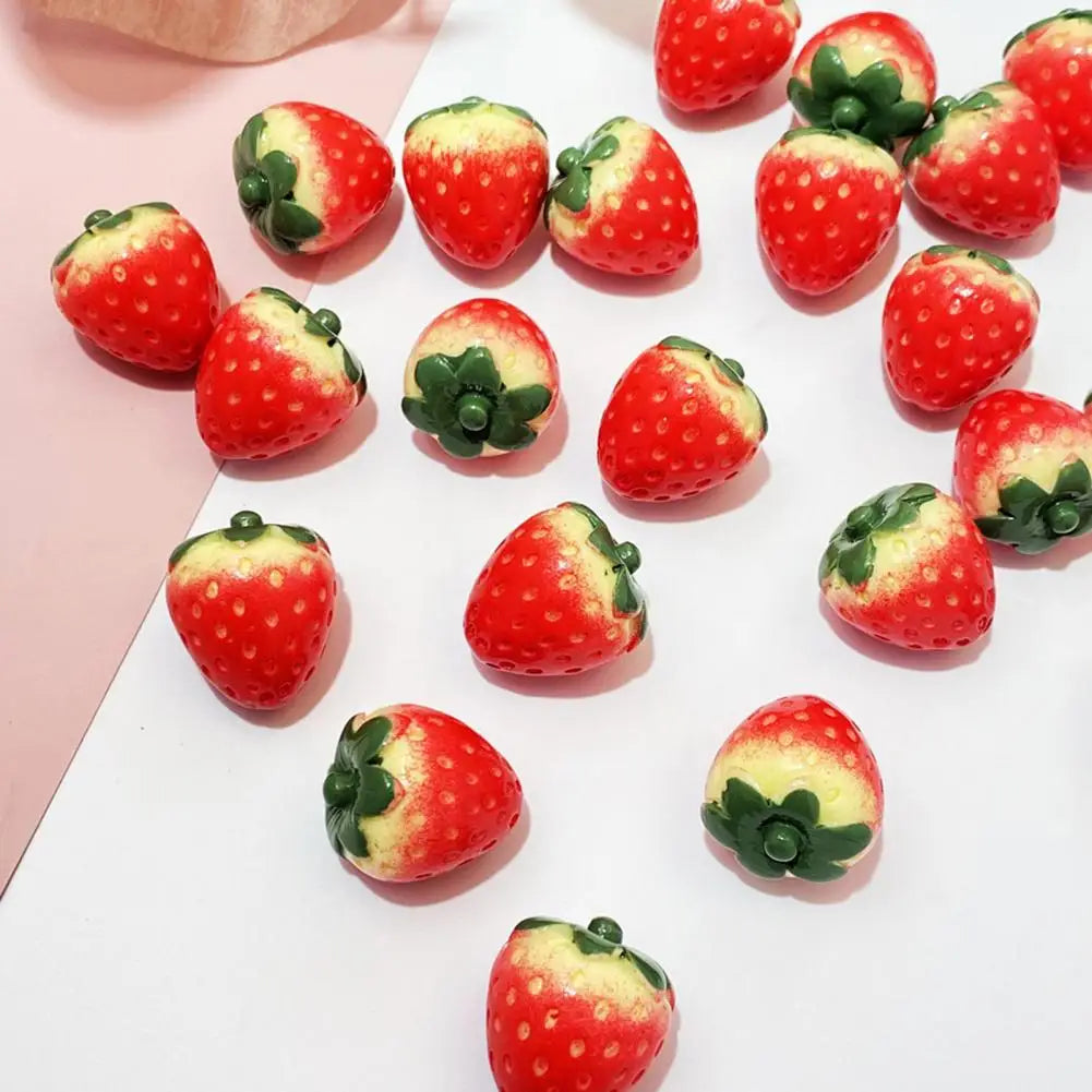 Mini Strawberry Resin Figurines – DIY Crafts & Cake Topper