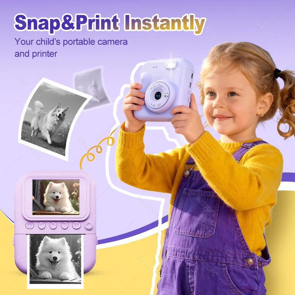 Kids Instant Camera 1080P Color Thermal Printer Gift for Boys Girls Kids Instant Camera Nixie