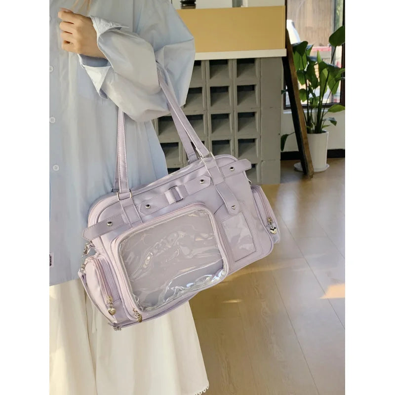 Nixie 2D Anime Purple Boston Bag – Large Shoulder & Crossbody Shoulder Tote Bag Nixie