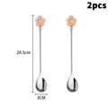 Stainless Steel Cherry Blossom Dessert Spoons, Set of 2 Decorative Dessert Spoon Nixie L1