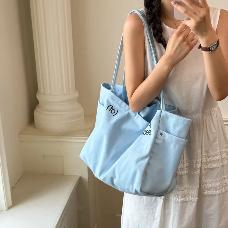 Women's Canvas Tote Bag – Letter Print Large Shoulder Bag Canvas Tote Bag Nixie