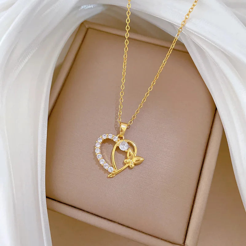 Heart Pendant Necklace | Gold Stainless Steel Choker for Women Pendant Necklace Nixie