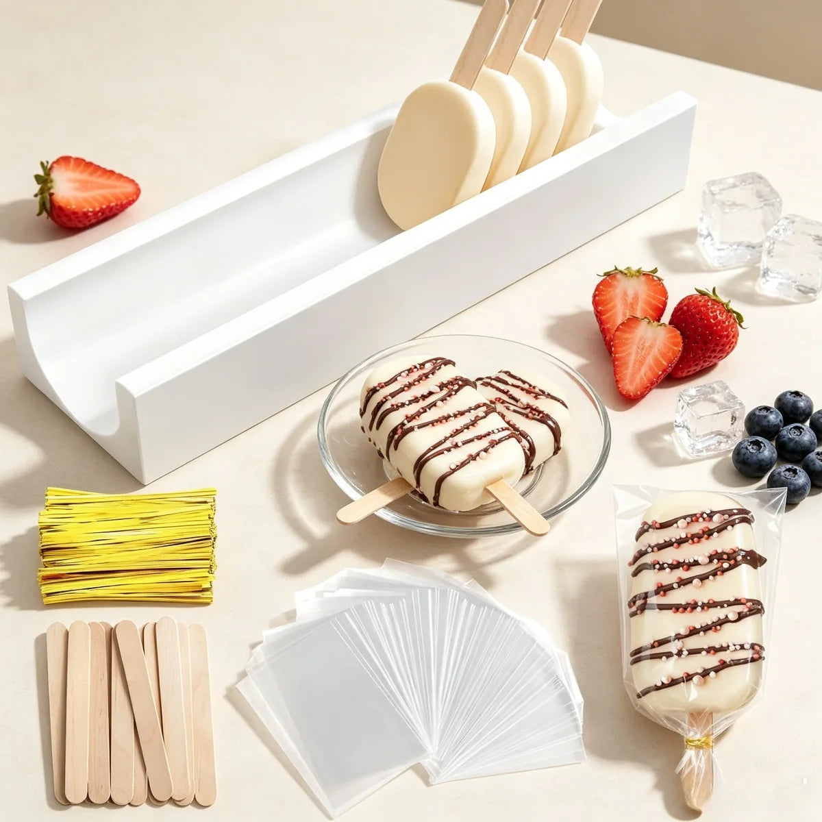 Cake Pop Mold Set – 100 Sticks, Bags & Ribbons | Baking Kit Cake Pop Mold Kit Nixie