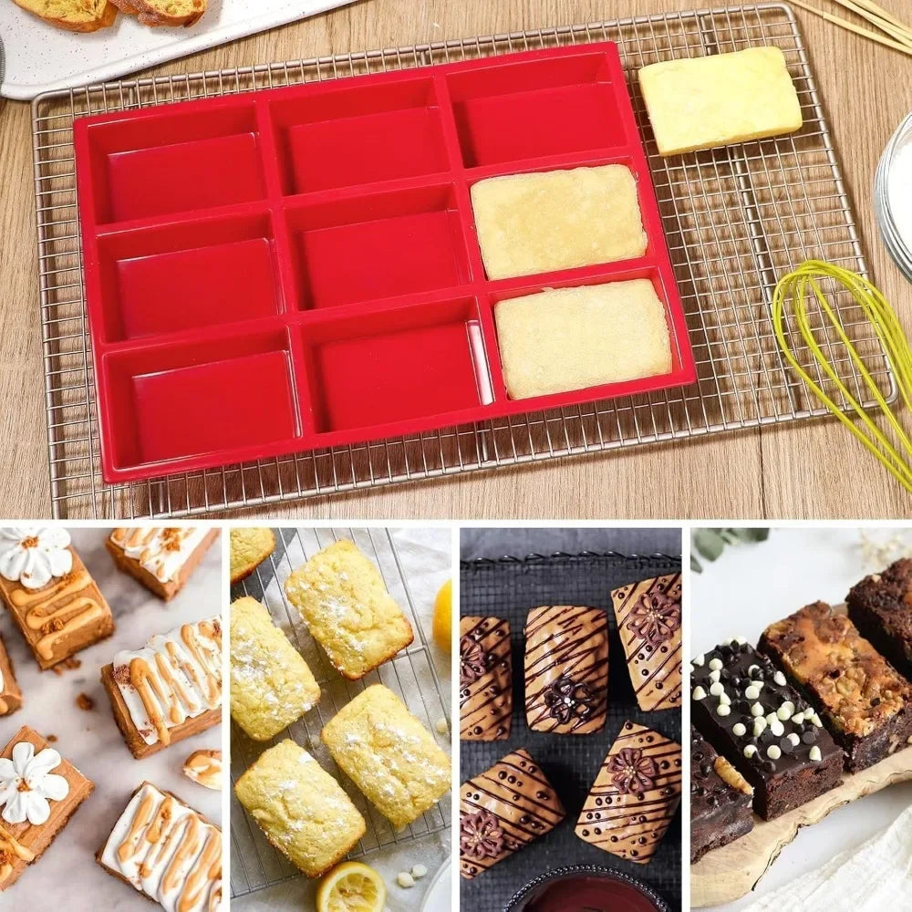 9-Cavity Silicone Loaf Pan – Nonstick Bread & Baking Mold