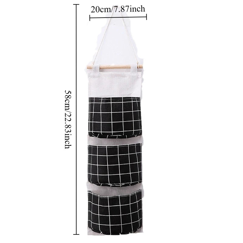 Plaid 3-Pocket Hanging Storage Bag | Wall Door Organizer Hanging Storage Organizer Nixie