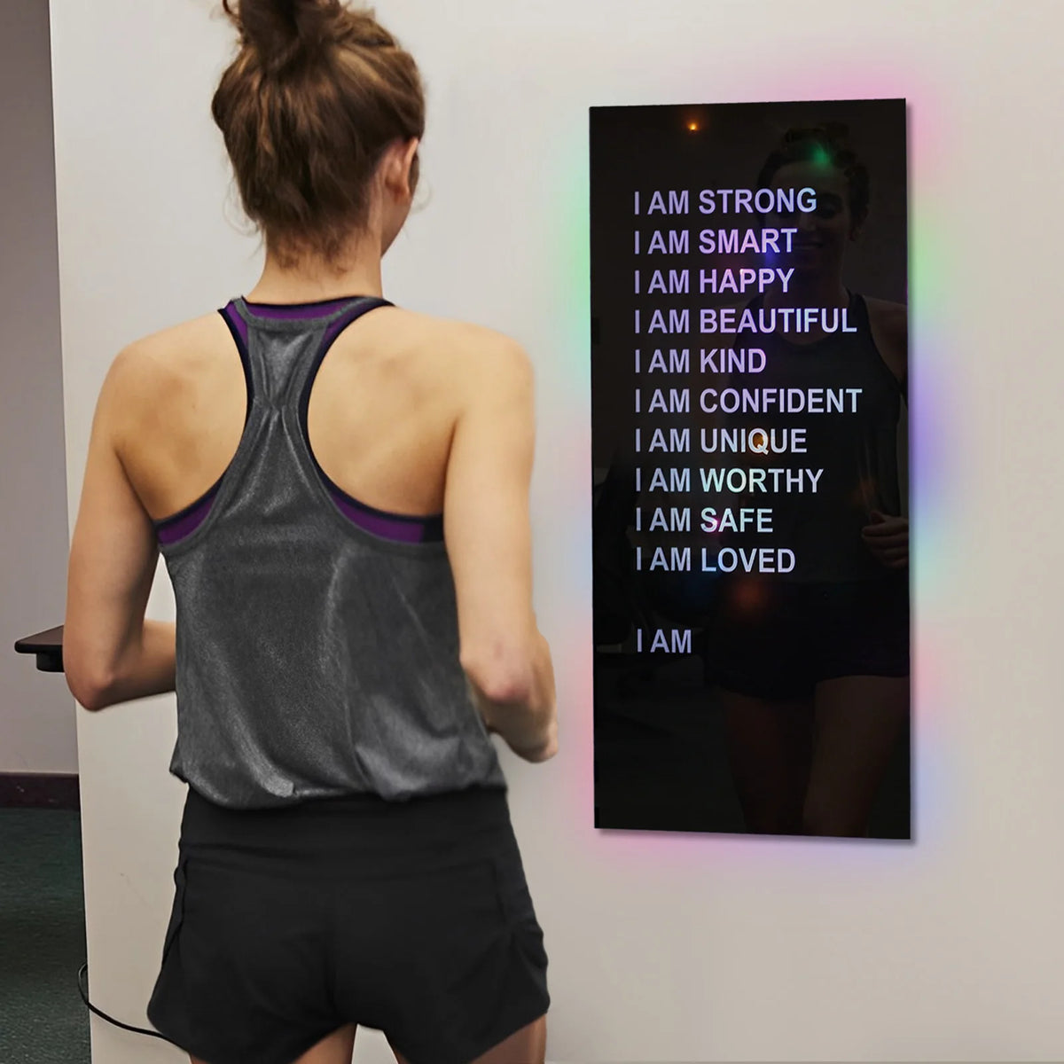 LED Light-Up Positive Affirmations Acrylic Mirror | Wall Decor Decorative LED Mirror Nixie