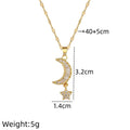 Star Moon Gold Pendant Necklace | Women's Collarbone Chain Pendant Necklace Nixie XL1997-79