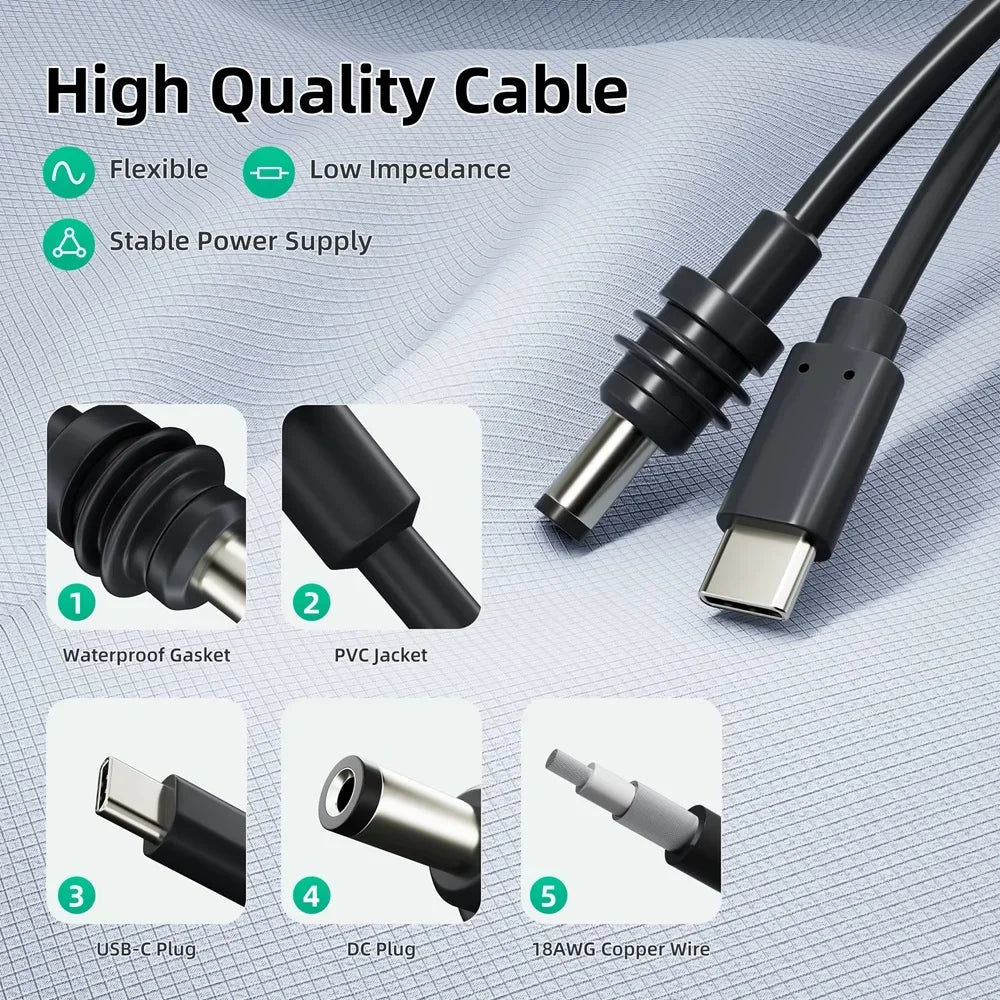 Starlink Mini 2M USB-C DC Power Replacement Cable – Waterproof Power Replacement Cable Nixie