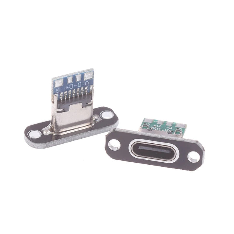 5Pcs USB 3.1 Type-C Female Connector Jack with Fixing Plate USB Type-C Connector Nixie