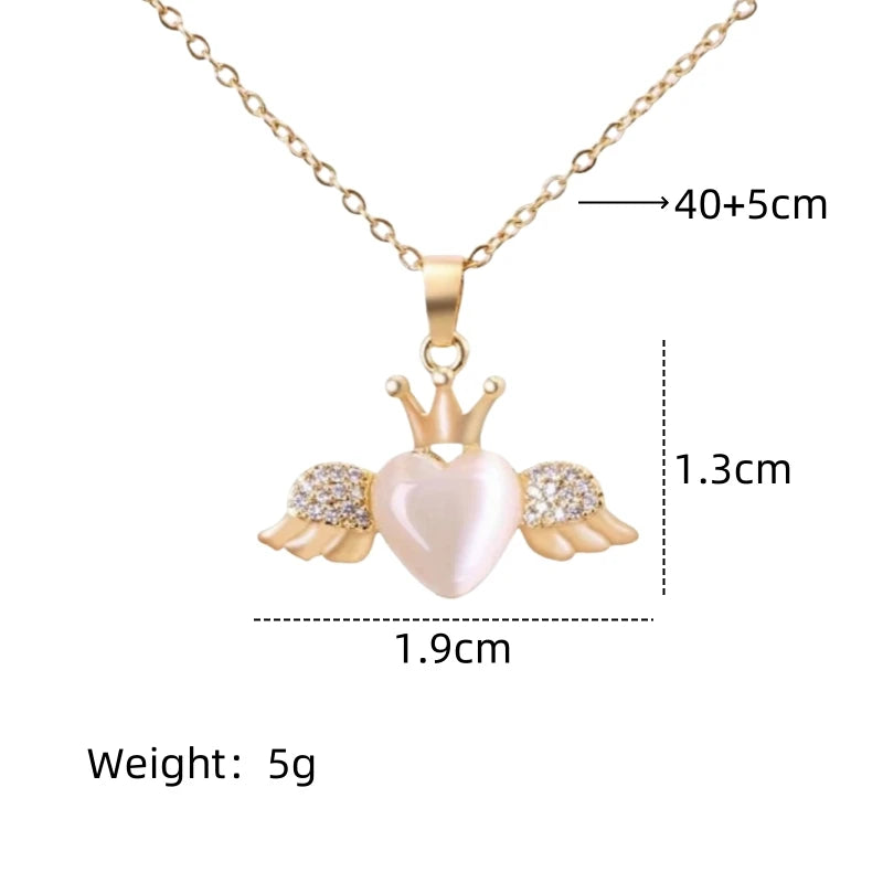 Women's Love Heart Wings Pendant Necklace – Gold Plated Pendant Necklace Nixie XL1479-3