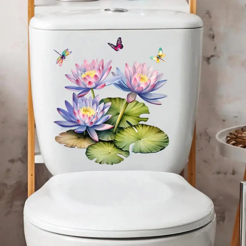 Floral Butterfly Toilet Seat Sticker – Self-Adhesive Bathroom Decal Bathroom Decor Sticker Nixie
