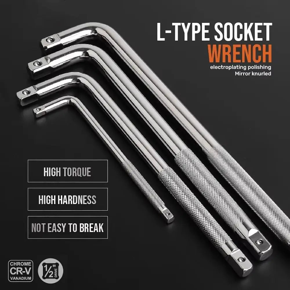 1/2" Drive L-Shape Socket Extension Bar 200–350mm CR-V Steel Socket Extension Bar Nixie