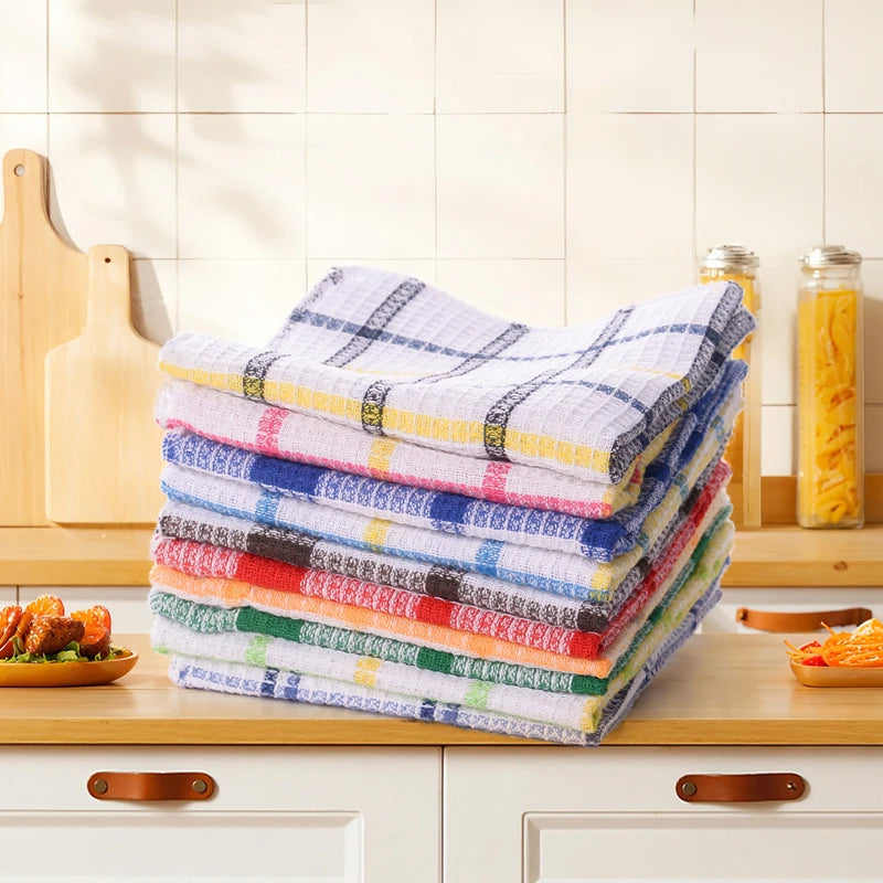 Plaid Kitchen Towels – Absorbent Double-Sided Dish Cloths Kitchen Dish Cloths Nixie