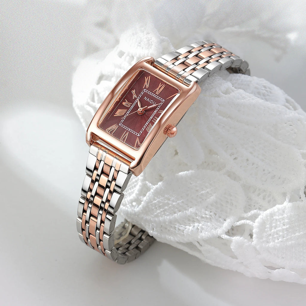 Casual Fashion Quartz Watch – Alloy Strap & Roman Numeral Dial Quartz Wrist Watch Nixie