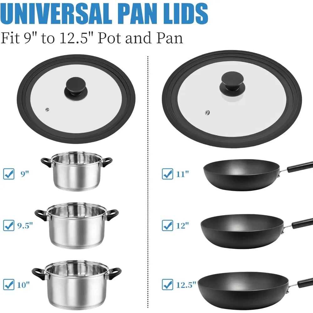 Universal Tempered Glass Pot Lid with Silicone Rim 16–32cm Cookware Lid Nixie