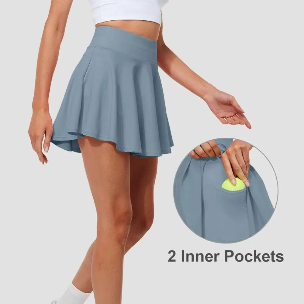 Women's Pleated Tennis Skirt with Built-In Shorts | High Waist Athletic Tennis Skirt Nixie
