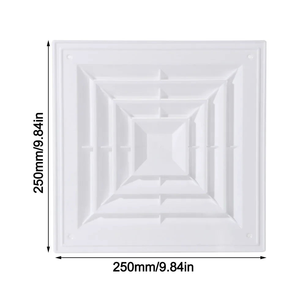 Square White Plastic Air Vent Grille with Flaps – Exhaust Fan Cover Air Vent Grille Cover Nixie 250x250mm